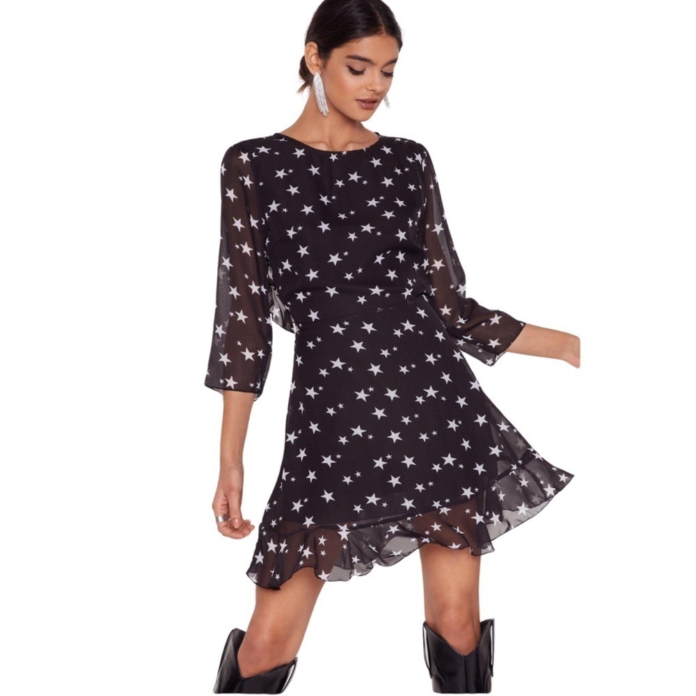 Nasty Gal Star Walk of Fame Backless Mini Skater Dress Size 6 NWT